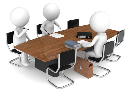 3D little human characters X3 signing papers. Business People series: Classic.の写真素材