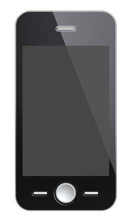Black Smart Phone with blank Black Screen. Isolatedの写真素材