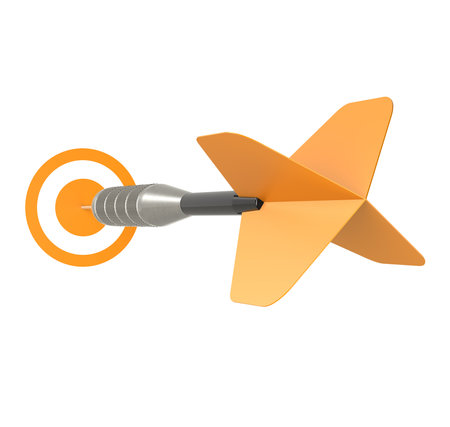 Business Success Concept Orange Dart Arrow, isolated on white の写真素材