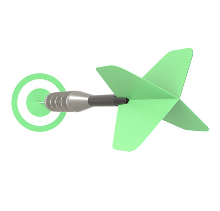 Business Success Concept Green Dart Arrow, isolated on white の写真素材