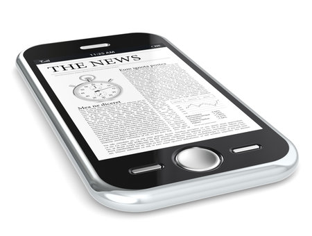 Black Smartphone browsing The News. の写真素材