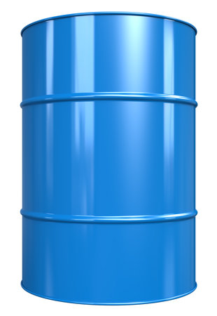 Classic Oil Drum. Blue, isolated on white.の写真素材
