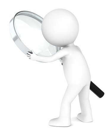 3D little human character with a Magnifying Glass  Metal  People series の写真素材