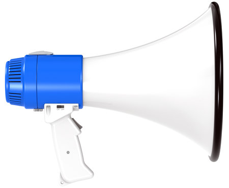 Side view of a Megaphone  Blue and white  Isolated の写真素材