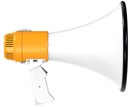 Side view of a Megaphone  Orange and white  Isolated の写真素材