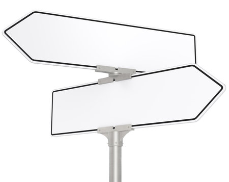 White Road signs  Blank directional road signs  White for Copy Space  Isolated の写真素材