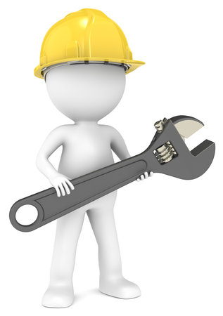 3D little human character The Builder with an adjustable Wrench   People series の写真素材