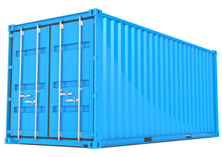 Blue Cargo Container  Perspective view の写真素材