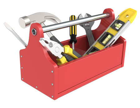 Toolbox of wood painted red  Miscellaneous Tools の写真素材