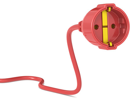 Power Cable with Plug Outlet. Female, Euro and Red.の写真素材