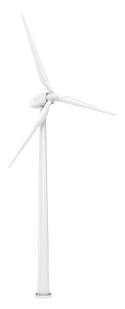A Single Wind Turbine. White Background.の写真素材
