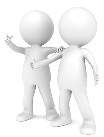 3D little human characters The Colleagues are Impressed  Front view  People series の写真素材