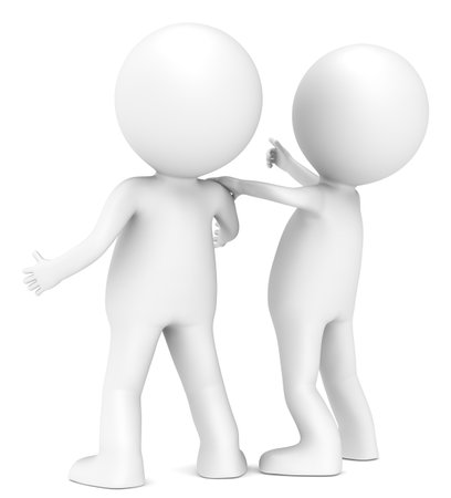 3D little human characters The Colleagues Looking at Something  Rear view  People series の写真素材