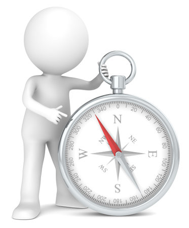 The Compass  3D little human character Pointing at a classic Compass  People series の写真素材