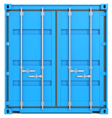 Blue Cargo Container  Closed Doors  Front view の写真素材