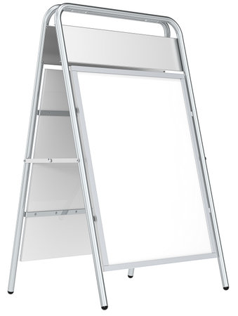 Sandwich Board with Logo Plate  Isolated on white  Blank for Copy Space の写真素材