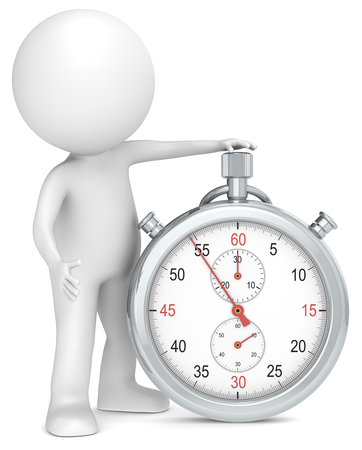 3D little human character with a Stopwatch. People series.の写真素材