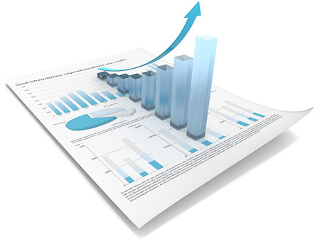 Abstract financial document with 3d graph of frosted glass の写真素材