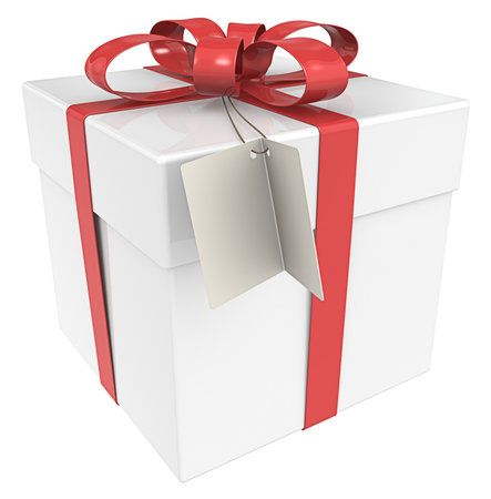 Gift Box with Tag, Isolated の写真素材