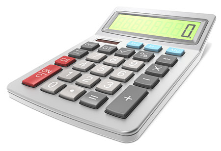 Classic Calculator on white background.の写真素材