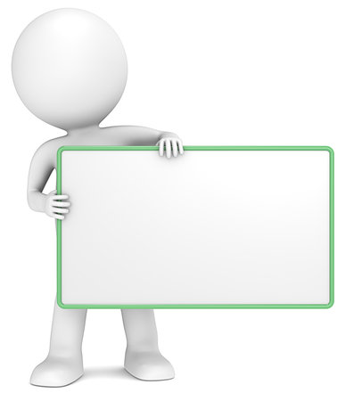 3D little human character The Messenger holding an empty Board. Green Frame. Copy Space. People series. 3D little human character The Messenger holding an empty Board. Green Frame. Copy Space. People series.