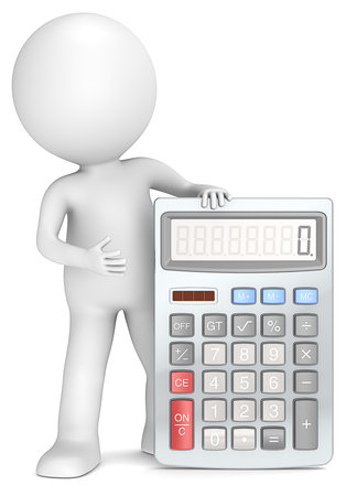 3D little human character with a Calculator  の写真素材