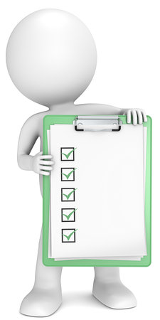 3D little human character holding a clipboard with check list  Green  People series