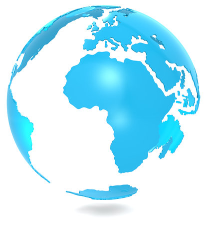 Abstract 3d Blue Earth model. Isolated. の写真素材