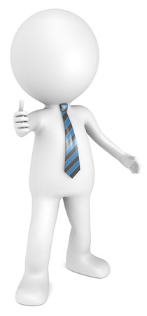 3D little human character The Boss showing thumbs up. Blue and Black tie. People series.の写真素材