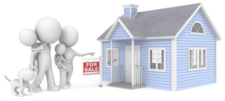 House for sale  The Dude with family looking at house for sale の写真素材