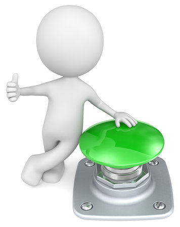 Green Button  The Dude with thumb up and hand on green button の写真素材