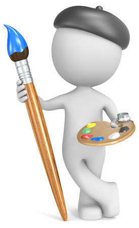 Dude the Artist holding palette and brush の写真素材