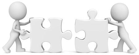 Business Partners  Dude the partners x 2 putting white puzzle pieces together  の写真素材