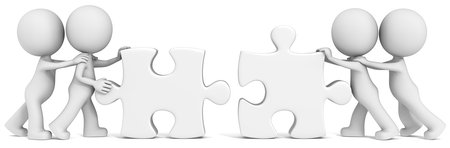 Business Partners  Dude the partners x 4 putting white puzzle pieces together  の写真素材