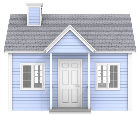 Blue House. Classic house, New England Style. Isolated.の写真素材