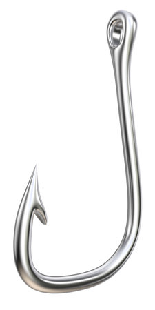 Fishing Hook. Isolated fishing Hook. White Background. Clipping path.の写真素材