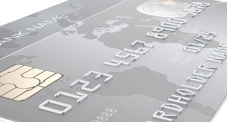 Credit card. Close Up of a classic Credit Card. All fake names and numbers.の写真素材