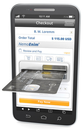  Black Smartphone with Credit Card Slot. の写真素材