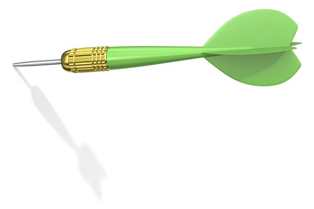 Dart Arrow. Classic green Dart Arrow. Shadow on White background.の写真素材