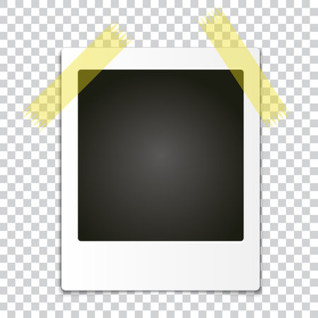 Retro Photo Frame. Vector of Classic retro Photo Frame with Tape. Blank for Copy Space.のイラスト素材