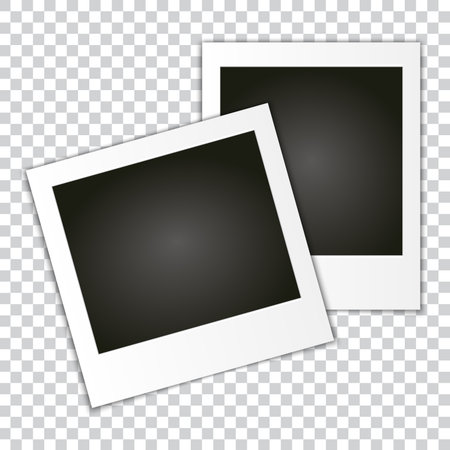 Set of Retro Photo Frame. Vector of Classic retro Photo Frame. 2 different Picture Sizes. Blank for Copy Space.のイラスト素材