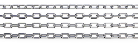 Metal Chains. Set of 4 metal Chains. Different rotations and Wide ratio. 3 top are Isolated,  3D render.の写真素材