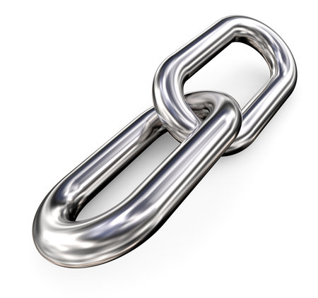 Two is a team. Two Chain Link on whte background. 3d Render.の写真素材