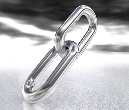 Two. Chain Links on Abstract Background. 3D render.の写真素材