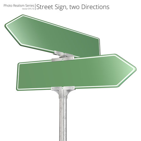 Vector of green two way Street Signs pointing in opposite directions.のイラスト素材