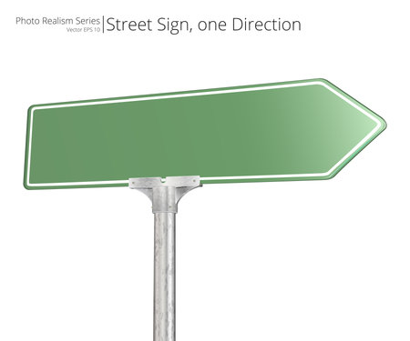 Vector Street Sign. Green Vector Street Sign pointing in one directions. Isolated and Blank for Copy Space.のイラスト素材