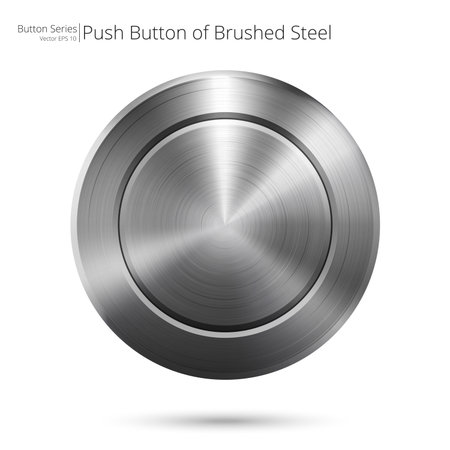 Brushed steel Button. Vector Illustration of a Steel Button. Brushed steel and blank for Copy Space.のイラスト素材