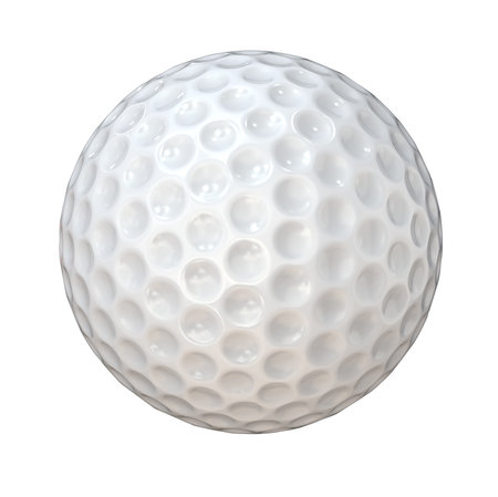 Isolated Golf Ball. Classic white Golf Ball. Isolated on white background. 3d Render.の写真素材