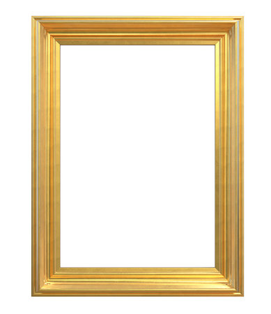 Vintage Gold Frame. 3D render of Classic Vintage Gold Frame. Isolated and Blank for Copy Space.の写真素材