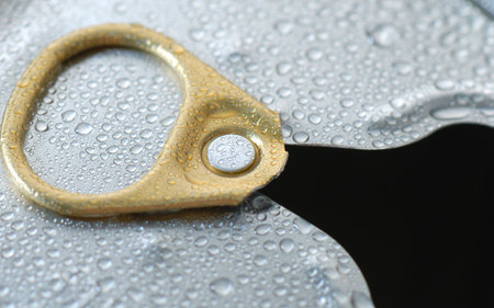 Close up of a Soda Can with Pull Tab and Condensationの写真素材